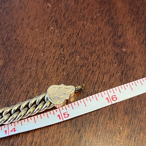 62.32 Gram Antique Gold Filled Albert Watch Curb Chain with T-Bar- 15.5” - Picture 7 of 14